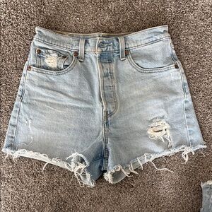 Levi's Light Blue Distressed Jean Shorts